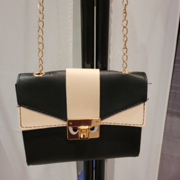 NEW PU Leather Small Fashion Slung Mobile Bag With Contrast Lock Chain - Picture 8 of 10